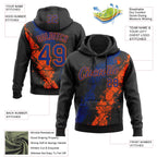Custom Stitched Black Royal-Orange 3D Pattern Design Splash Sports Pullover Sweatshirt Hoodie