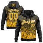 Custom Stitched Black Gold-White 3D Pattern Design Line Sports Pullover Sweatshirt Hoodie