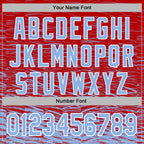 Custom Stitched Red Light Blue-White 3D Pattern Design Line Sports Pullover Sweatshirt Hoodie