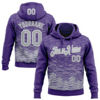 Custom Stitched Purple Gray-White 3D Pattern Design Line Sports Pullover Sweatshirt Hoodie