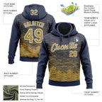 Custom Stitched Navy Old Gold-White 3D Pattern Design Line Sports Pullover Sweatshirt Hoodie