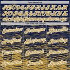 Custom Stitched Navy Old Gold-White 3D Pattern Design Line Sports Pullover Sweatshirt Hoodie