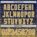 Custom Stitched Navy Old Gold-White 3D Pattern Design Line Sports Pullover Sweatshirt Hoodie