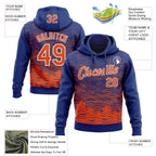 Custom Stitched Royal Orange-White 3D Pattern Design Line Sports Pullover Sweatshirt Hoodie