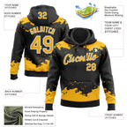 Custom Stitched Black Gold-White 3D Pattern Design Fragment Sports Pullover Sweatshirt Hoodie