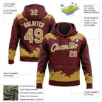 Custom Stitched Burgundy Old Gold-White 3D Pattern Design Fragment Sports Pullover Sweatshirt Hoodie