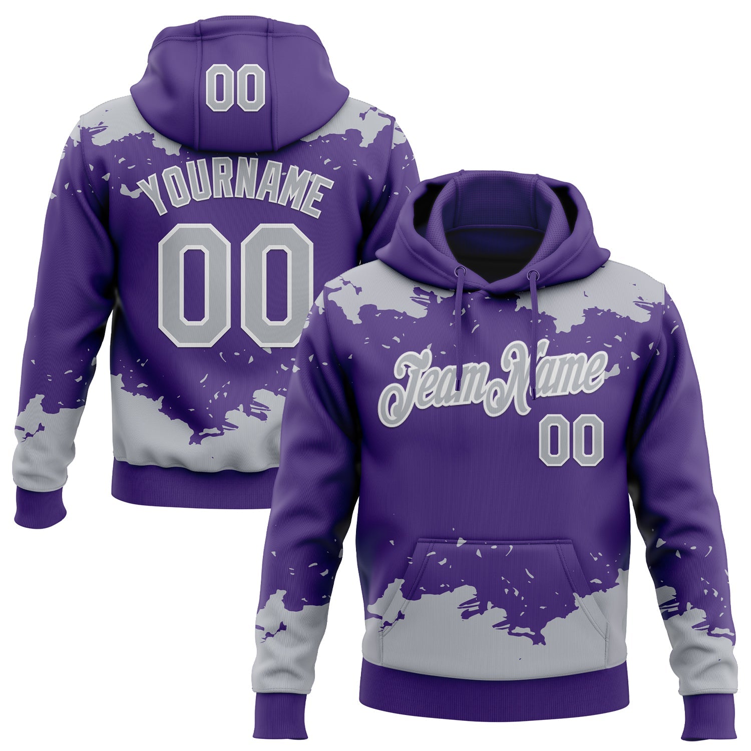 Custom Stitched Purple Gray-White 3D Pattern Design Fragment Sports Pullover Sweatshirt Hoodie