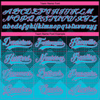 Custom Black Lakes Blue-Pink 3D Pattern Gradient Square Shapes Hockey Lace Neck Jersey