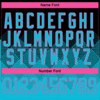 Custom Black Lakes Blue-Pink 3D Pattern Gradient Square Shapes Hockey Lace Neck Jersey