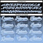 Custom Black Light Blue-White 3D Pattern Gradient Square Shapes Hockey Lace Neck Jersey
