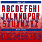 Custom White Red-Royal 3D Pattern Gradient Square Shapes Hockey Lace Neck Jersey