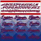 Custom White Royal-Red 3D Pattern Gradient Square Shapes Hockey Lace Neck Jersey