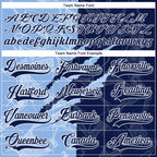 Custom Navy Light Blue-White 3D Pattern Gradient Fashion Scratch Hockey Lace Neck Jersey