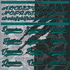 Custom Black Teal-Gray 3D Pattern Gradient Fashion Scratch Hockey Lace Neck Jersey