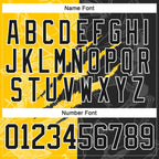 Custom Black Yellow-White 3D Pattern Gradient Fashion Scratch Hockey Lace Neck Jersey