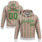 Custom Stitched White Grass Green-Red 3D Christmas Stripe Sports Pullover Sweatshirt Hoodie