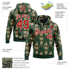 Custom Stitched Green Red-Cream 3D Christmas Floral Sports Pullover Sweatshirt Hoodie