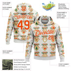 Custom Stitched White Orange-White 3D Christmas Sports Pullover Sweatshirt Hoodie