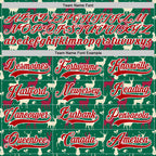Custom Kelly Green Red-White 3D Christmas Reindeer Hockey Lace Neck Jersey