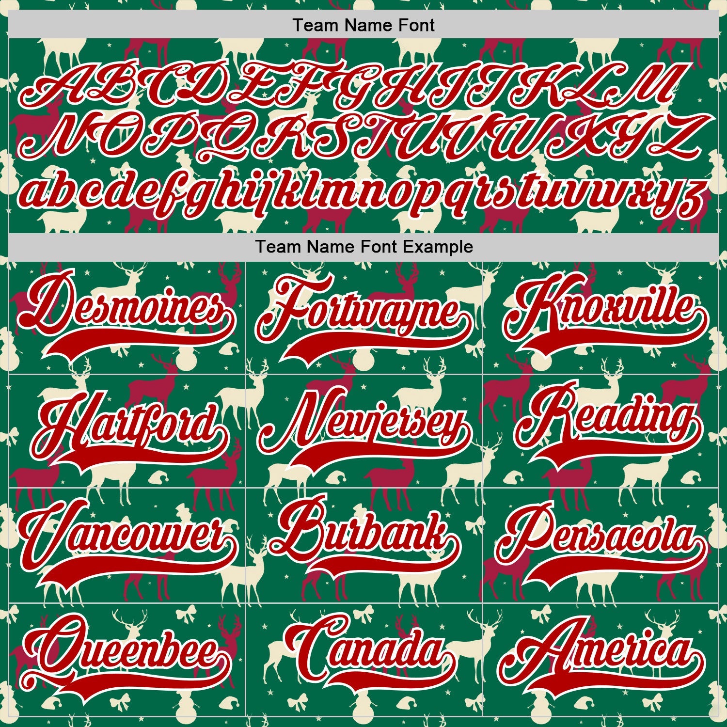 Custom Kelly Green Red-White 3D Christmas Reindeer Hockey Lace Neck Jersey