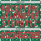 Custom Kelly Green Red-White 3D Christmas Reindeer Hockey Lace Neck Jersey