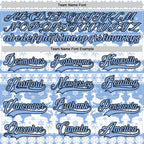 Custom White Light Blue-Black 3D Christmas Ugly Sweater Hockey Lace Neck Jersey
