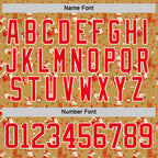 Custom Old Gold Fire Red-White 3D Christmas Hockey Lace Neck Jersey