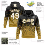 Custom Stitched Black White-Old Gold 3D Pattern Design Abstract Shape Sports Pullover Sweatshirt Hoodie