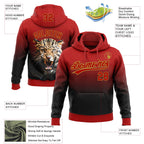 Custom Stitched Black Red-Old Gold 3D Pattern Design Leopardo Sports Pullover Sweatshirt Hoodie