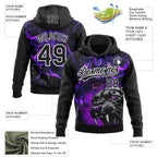 Custom Stitched Purple Black-White 3D Pattern Design Leopardo Sports Pullover Sweatshirt Hoodie
