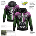 Custom Stitched Medium Purple Black White-Aurora Green 3D Pattern Design Wolf Sports Pullover Sweatshirt Hoodie