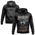 Custom Stitched Black Black-White 3D Pattern Design Wolf Sports Pullover Sweatshirt Hoodie