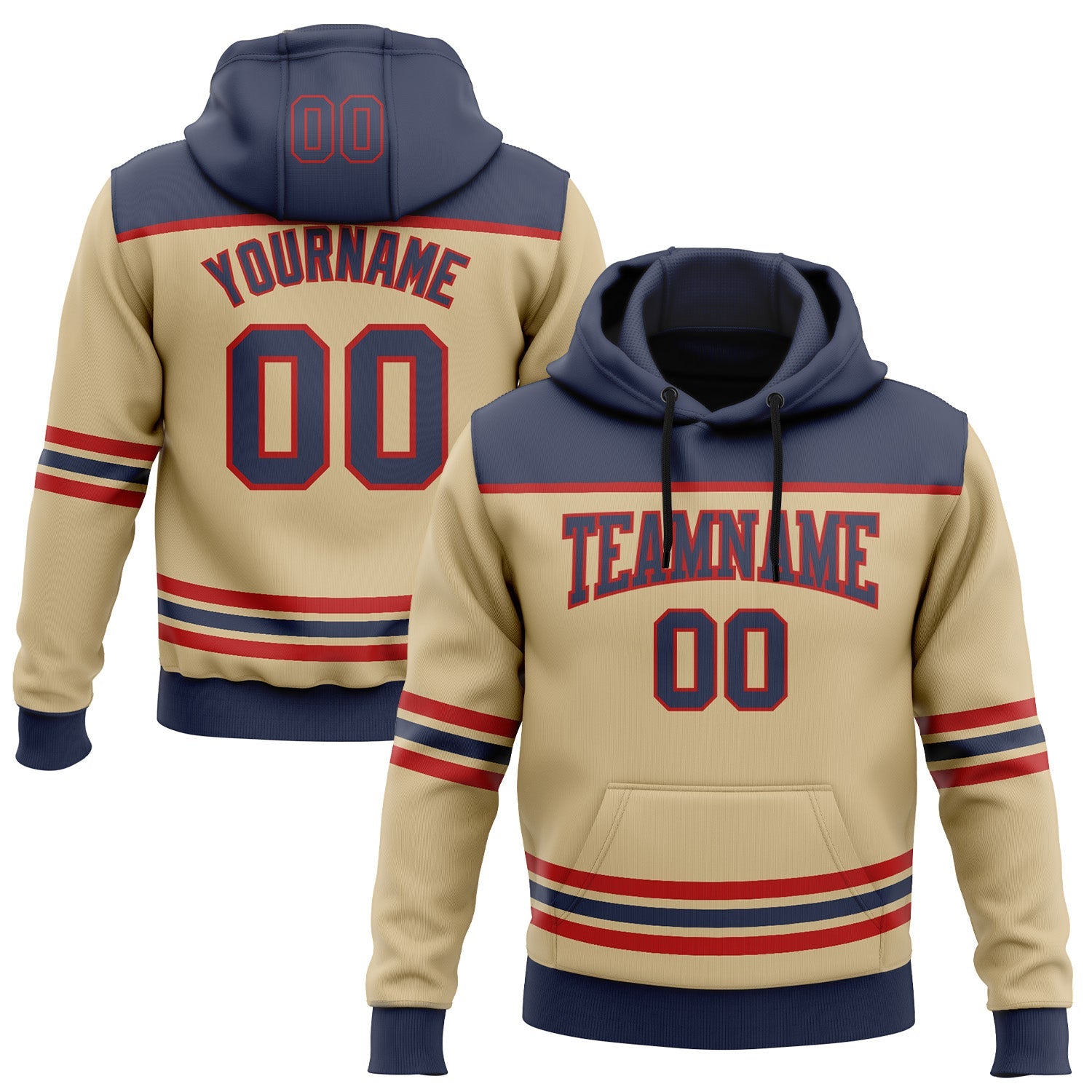 Custom Vegas Gold Navy-Red 3D Pattern Design Game Day Florida Inspired Sports Pullover Sweatshirt Hoodie