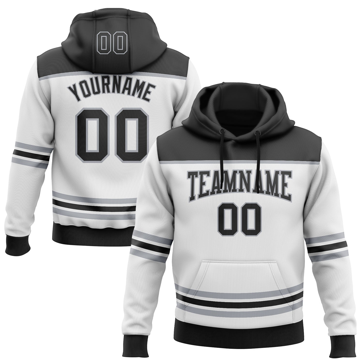 Custom White Black-Gray 3D Pattern Design Game Day Los Angeles Inspired Sports Pullover Sweatshirt Hoodie