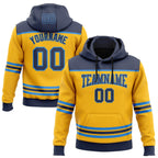 Custom Gold Navy-Powder Blue 3D Pattern Design Game Day Nashville Inspired Sports Pullover Sweatshirt Hoodie