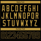 Custom Black Old Gold-White 3D Pattern Curve Lines Hockey Lace Neck Jersey