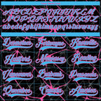 Custom Black Sky Blue-Pink 3D Pattern Abstract Network Hockey Lace Neck Jersey