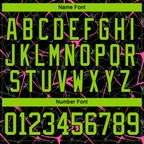 Custom Black Neon Green-Pink 3D Pattern Abstract Network Hockey Lace Neck Jersey