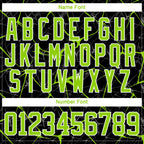 Custom Black Neon Green-White 3D Pattern Abstract Network Hockey Lace Neck Jersey