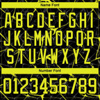 Custom Black Neon Yellow-Teal 3D Pattern Abstract Network Hockey Lace Neck Jersey
