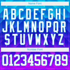 Custom Blue White Sky Blue-Purple 3D Pattern Gradient Geometric Shape Hockey Lace Neck Jersey