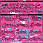 Custom Figure Pink Light Blue Black-White 3D Pattern Fluid Art Hockey Lace Neck Jersey