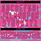 Custom Figure Pink Light Blue Black-White 3D Pattern Fluid Art Hockey Lace Neck Jersey