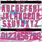 Custom Figure Pink White Sky Blue-Black 3D Pattern Fluid Art Hockey Lace Neck Jersey