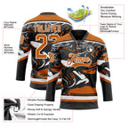 Custom Figure Texas Orange Black-White 3D Pattern Fluid Art Hockey Lace Neck Jersey