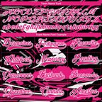 Custom Figure Hot Pink Black-White 3D Pattern Fluid Art Hockey Lace Neck Jersey