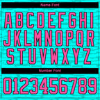 Custom Aqua Pink Black-White 3D Pattern Fragment Art Hockey Lace Neck Jersey