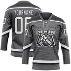 Custom Steel Gray White-Black 3D Pattern Fragment Art Hockey Lace Neck Jersey