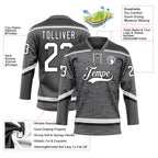 Custom Steel Gray White-Black 3D Pattern Fragment Art Hockey Lace Neck Jersey