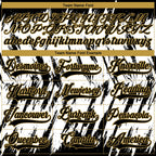 Custom White Black-Old Gold 3D Pattern Splash Art Hockey Lace Neck Jersey